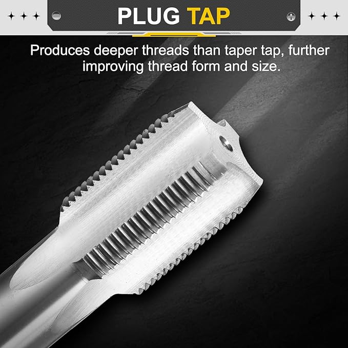 uxcell Hand Plug Tap M22 x 1.5 H2 Metric Thread Plug Style Taps Straight Flute Screw Tapping Threading Tool High Speed Steel HSS6542
