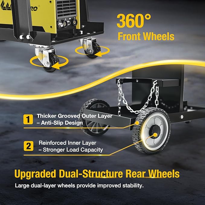 Weldpro Welding Cart for MIG Welder TIG Welder and Plasma Cutter, 3-Tier Heavy Duty welder Cart with 400Lbs Static Weight Capacity, 360째 Rolling Welding Trolley with Swivel Wheels
