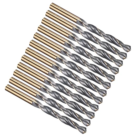 PATIKIL 8.5mm Drill Bit, Jobber Straight Shank 4341 High-Speed Steel 118째 Black and Gold Finish for Medium-Hard Metal Steel Acrylic - 12 Pack