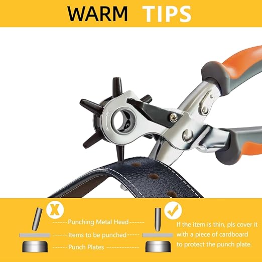 Leather Hole Punch, BILLION GOLD Heavy-Duty Belt Hole Puncher, Multi Sizes Hole Punch Tool for Leather, Belt, Watch Straps, Saddle, Cards