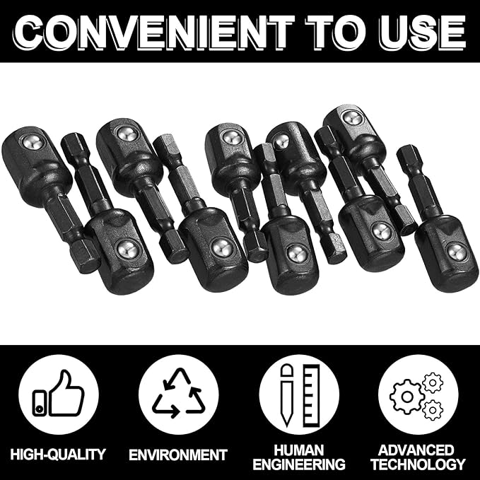 Impact Adapter Square Socket for Drills Extension Driver Bits Hex Impact Socket Adapter for Automotive DIY