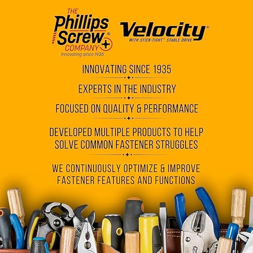 Velocity Interior 1 Inch Wood Screws Contractor Pack (Size #8, 840 Pcs) ??Self Tapping Screws with Phillips Bits, Stick Tight Technology, Carbon Steel with Zinc Plating, Durable Storage Organizer