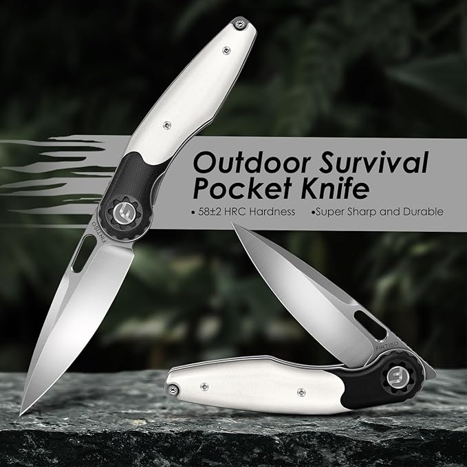 FINTISO Pocket Knife 3.5" Folding Knife Premium 14C28N Blade, Bicolour G10 Handle Design with Pocket Clip for Men Women, Small EDC Knife for Camping, Hunting, Hiking, Survival and Outdoor Activities, ROOK Series