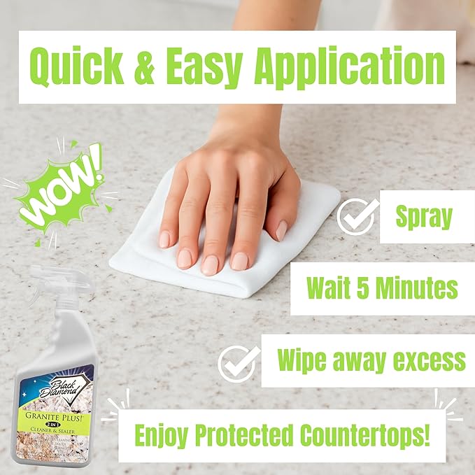 Granite Plus (Cleaner & Sealer) Deep Cleans & Seals All Natural Stone Countertops + Ultimate Grout Cleaner with Brush ??Safe for Natural Stone - Acid Free - Lifts Dirt & Stains (2pack)