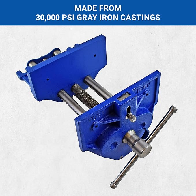 Yost Vises M9WW Rapid Action Woodworking Vise | Quick Release Lever for Quick Adjustments | 9 Inch Jaw Width | Made with Heavy-Duty Cast Iron | Blue