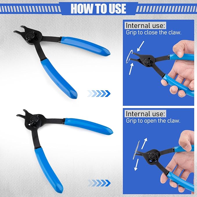 12 Piece Snap Ring Pliers Set, Transformable Internal/External Retaining Ring Pliers Set 0.038in 0.047in 0.070in 0.090in, Universal for Automobiles