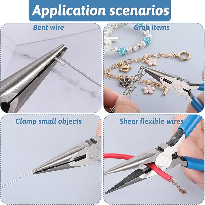 Needle Nose Pliers Serrated Jaw Pliers 5" Precision Long Nose Plier Jewelry Plier Tools for Jewelry Making Electronics Repair Object Grasping Craft Making