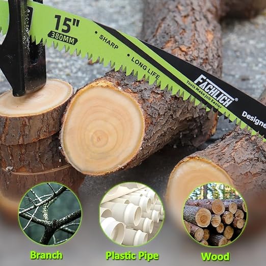 15" Japanese Teeth Reciprocating Saw Blades Wood Pruning - FACHLICH 10pcs Curved Edge 6TPI for Tree Trimming, Wood/PVC Pipe Cutting, Cr-V Sabre Blades Better Wear Resistance
