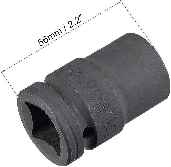 uxcell 3/4-Inch Drive 21mm 12-Point Impact Socket, CR-MO Steel 56mm Length, Standard Metric Sizes
