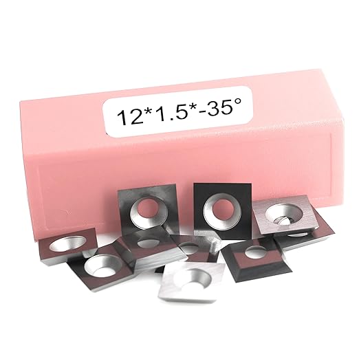 10PCS 12x12x1.5mm(Thickness) Carbide Inserts Cutters for Slab Flattening Router Bit, 4-Cutting Edge(Reversible), Standard Square Replacement Blade for Surfacing Router bit