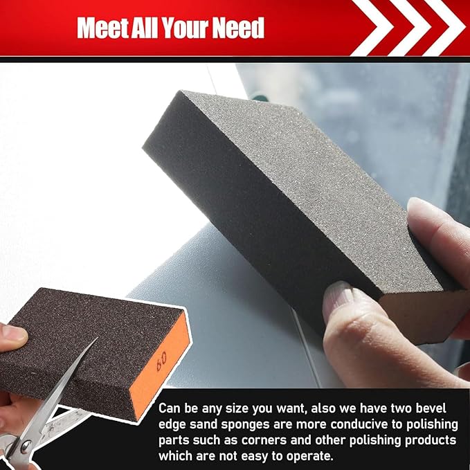 10 Pcs Sanding Sponge, Washable and Reusable Sanding Block 60/80/100/120/180/220 Grit Sand Paper Assortment for Wood Drywall Metal Glasses Sandpaper Block Sand Paper Brick