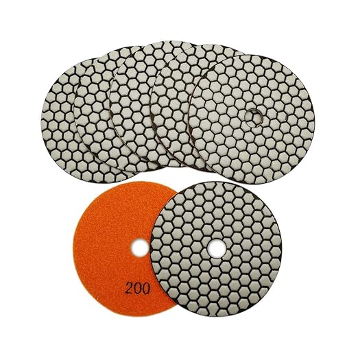 SHDIATOOL 5 - Inch Dry Diamond Polishing Pads Grit 200 for Granite Marble Quartz(7-Pack)