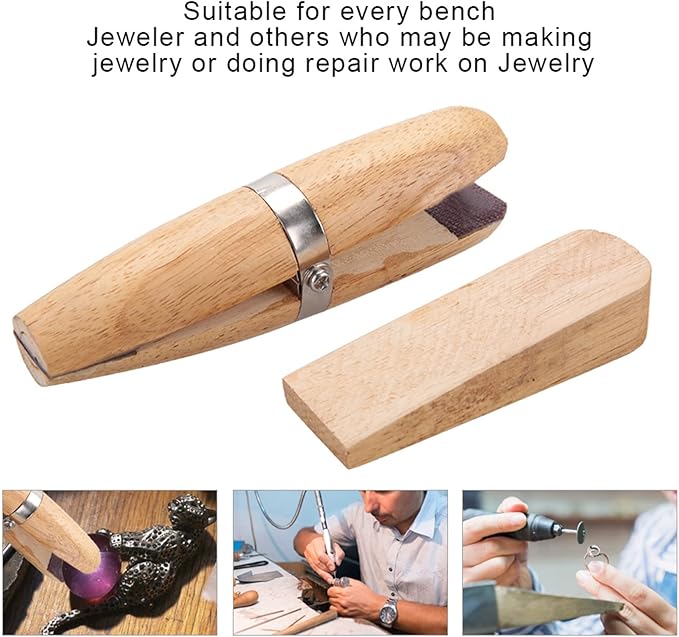 Wooden Ring Clamp, Portable Jaws Hand Tool for Jewelry Making Stone Setting Small Objects Grinding,Polishing,Engraving Repair