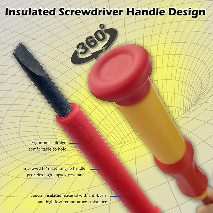 WEDO Insulated Precision Slotted Screwdriver, Magnetic Tip Mini Electrician Screwdriver, VDE 1000V, Size 1.5횞152mm, IEC 60900