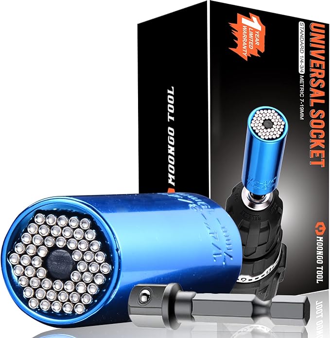 Universal Socket, Gifts for Dad from Daughter Son - Christmas Gifts for Men, Father/Dad, DIY Handyman, Husband, Guys, Boyfriend, Him, Unique Tools for Men (7-19mm) Power Drill Adapter