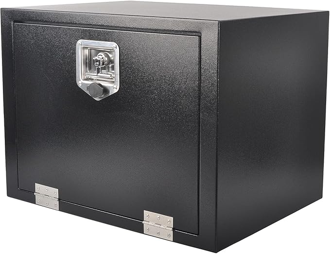 24 X 18 X 18 Inch Steel Truck Underbody Tool Box with T-Handle Latch, and Pair 18 x 18 Inch Welded Black Structural Steel Mounting Brackets