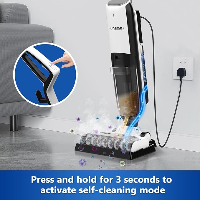 4-in-1 Steam Vacuum Mop - High-Performance Wet Dry Floor Cleaner for Hardwood Floors Carpets, 212째F Steam for Tough Stains, Self-Cleaning LED Display