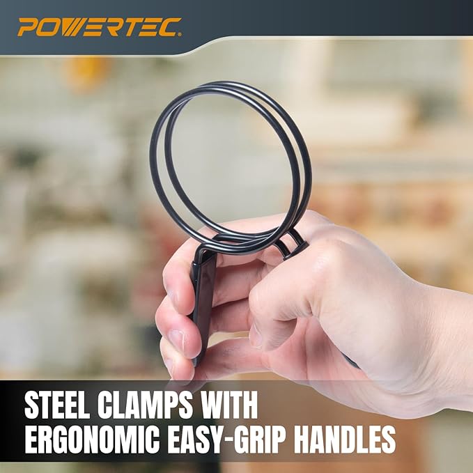 POWERTEC 2-1/2 Inch Double Loop Hose Clamps for Dust Collection Hose and Dryer Vent Hose, Quick Release Spring Clamps for Dust Collector and Dust Collection Fittings, 2 pack (70390V)