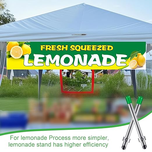 Lasnten 2 Pack Straw Puncher for Plastic Lids Lemonade Cups, Stainless Steel Straw Hole Puncher Punching Tools for Cafe Drinks Deli Container Squeezed Fresh Lemonade Stand Supplies(6.3 Inch,Green)