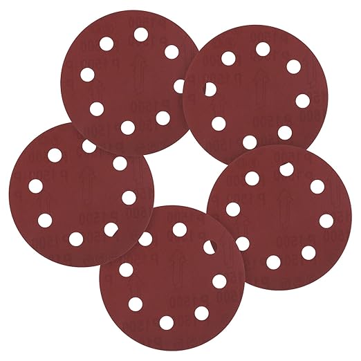 10 Pack 7 Inch Sanding Disc 1500 Grit 8 Hole Round Hook and Loop Sandpapers Fit for Orbital Sander Automotive or Cars Repairing, Grinding or Polishing, Red
