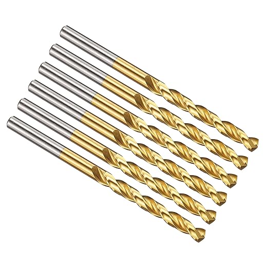 PATIKIL 5.5mm Drill Bit, M42 8% Cobalt High-Speed Steel Jobber Straight Shank 135° Titanium Nitride (TiN) Coated for Hard Metal Stainless Steel - 6 Pack