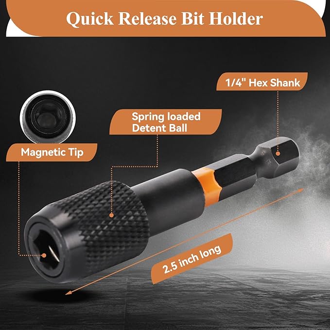 Magnetic Impact Driver Adapter Set: 3PCS Magnetic Extension Drill Socket Adapter 1/4 3/8 1/2" + 2.5inch Quick Release Bit Holder + 105 Degree Right Angle Drill Attachment