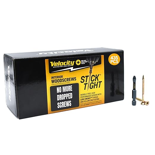 Velocity Interior 2 Inch Wood Screws Contractor Pack (Size #8, 435 Pcs) ??Self Tapping Screws with Phillips Bits, Stick Tight Technology, Carbon Steel with Zinc Plating, Durable Storage Organizer