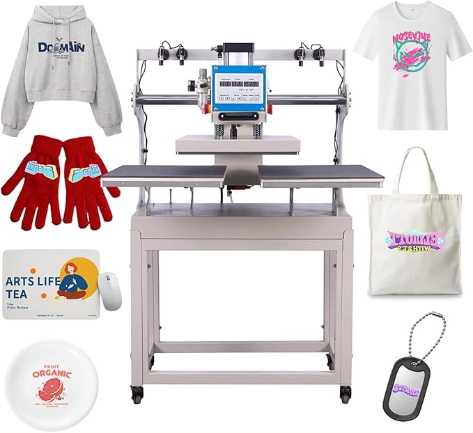 16?쓝24??Commercial Heat Press Machine, Pneumatic Up Sliding, for T-Shirts Garments Bag Textile Curtain, Digital Industrial Sublimation Printer for Sublimation Vinyl Heat Transfer Projects