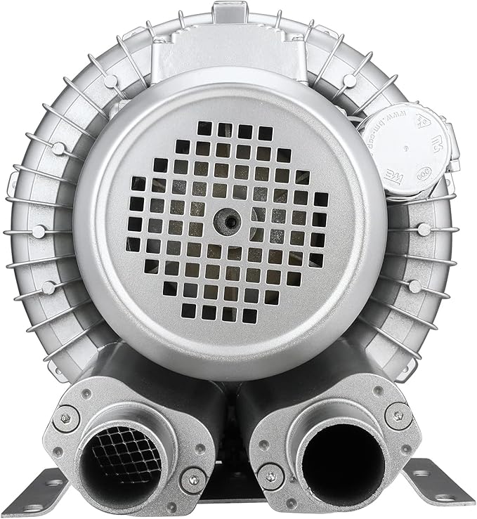 1HP Regenerative Blower, 85CFM 110V 60Hz Single Phase, High-Pressure Vortex Ring Blower, Industrial Vacuum Pump for Air Blowing Or Suction for Sewage Aeration Aquarium Fish Pond, Silver