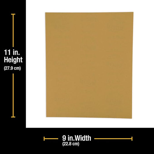 Dura-Gold Premium 9" x 11" Gold Sandpaper Sheets, 1000 Grit (Box of 10) - Wood Furniture Woodworking, Automotive Paint, Full-Size Cut to Use on 1/4, 1/3, 1/2 Sheet Finishing Sanders Hand Sanding Block