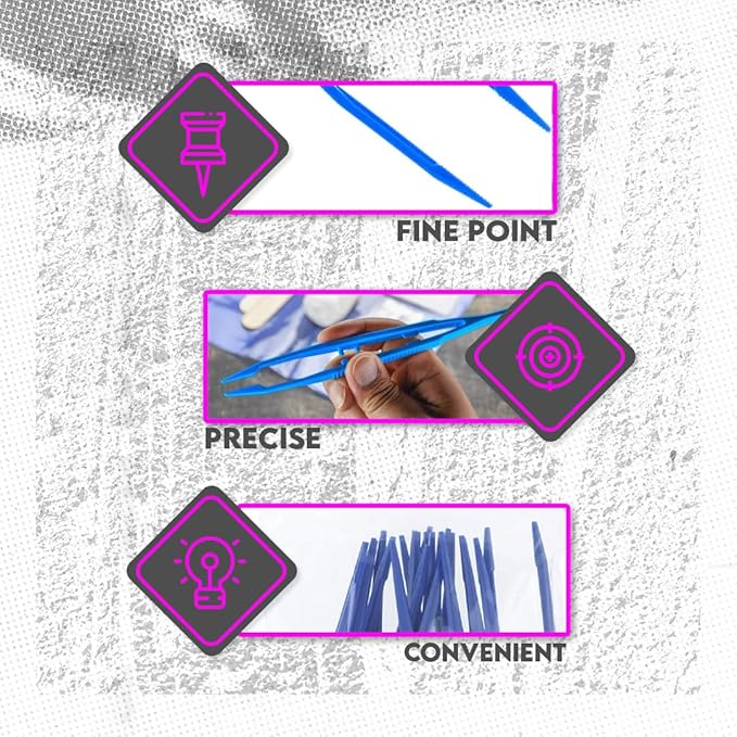SE 7-Inch 12-Piece Blue Lightweight Plastic Tweezer Set - Non-Magnetic, Serrated Jaw, Textured Grip for Crafts, Electronics, and First Aid - 365PT12