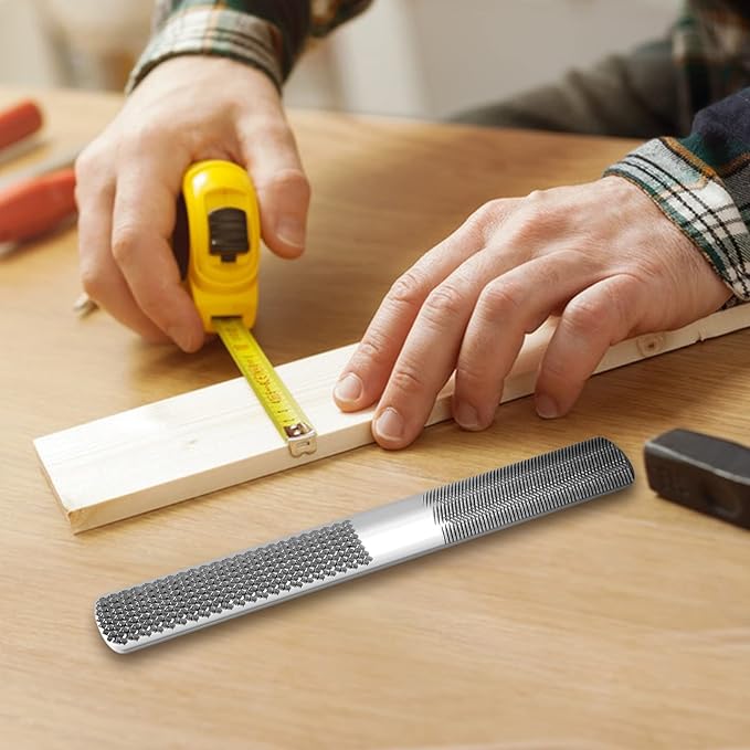 2PCS 8in 4 Way Wood Rasp File, Premium Grade High Carbon Hand File and Round Rasp, Half Round Flat & Needle Files, Multifunctional Hand File for Sharping Wood, Soft Metal, Plastic Tool