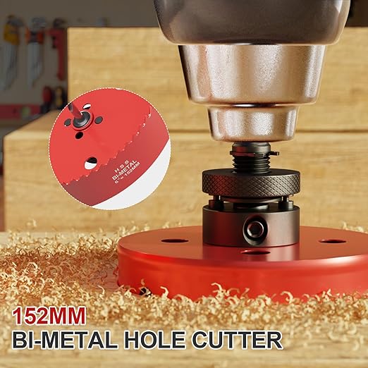 6" (152mm) Bi-Metal M42 High Speed Steel Hole Saw with Pilot Drill Bit, Smooth Cutting Edge for PVC, Drywall, Wood, Plastic, Gypsum Board, Rubber, Thin Metal