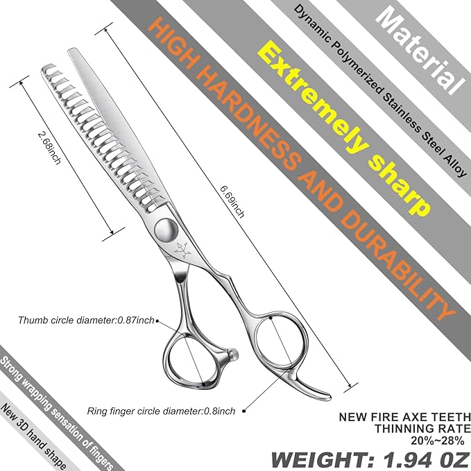 High-end Professional Hair Cut Thinning Scissors Hair Cutting Teeth Shears Barber Hairdressing Texturizing Scissor Extremely Very Sharp 6.1 Inch Dynamic Stainless Steel Alloy For Salon& Home