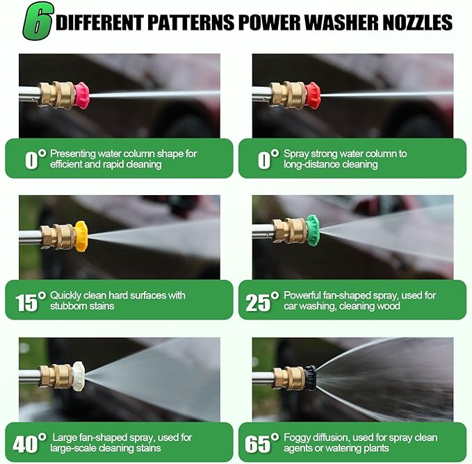 Gutter Cleaning Tools From the Ground, 10 Pack 9 FT Pressure Washer Extension Wand, Power Washer Lance With 6 Pressure Washer Spray Nozzle Tips, 30째, 90째, 120째 Gutter Cleaner Curved Rod, 4000 PSI