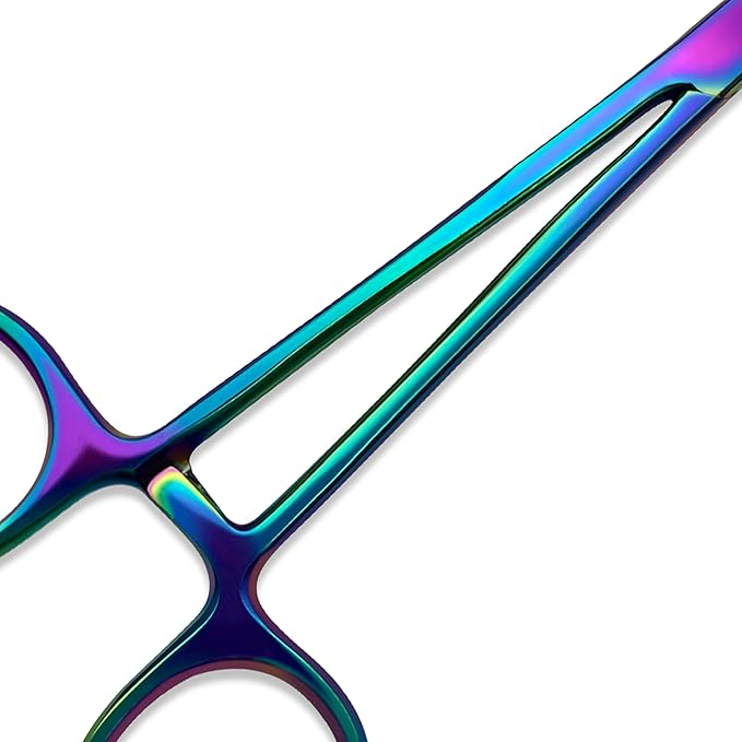 Bandage, Castroviejo, & Iris Scissors, & Kelly, & Mosquito Forceps Rainbow - Stainless Steel, DIY Crafting Scissors and Forceps Multicolors (Kelly Forceps, 5.5 inches Curved)