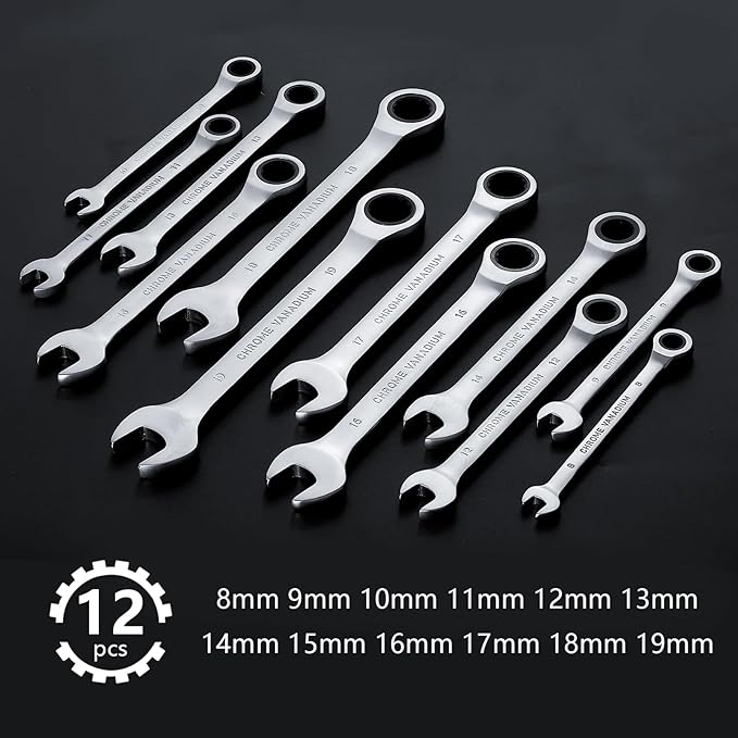 Hantinstom 12pcs Wrench Set ??Versatile Ratchet Wrenches Set for Efficient Automotive Repairs - Professional Grade Combination Wrench Set