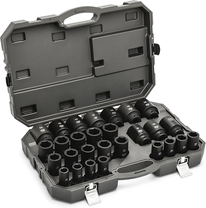 GEARWRENCH 28 Piece 3/4" Drive 6 Point Deep Metric Impact Socket Set | 19mm-50mm | 84033