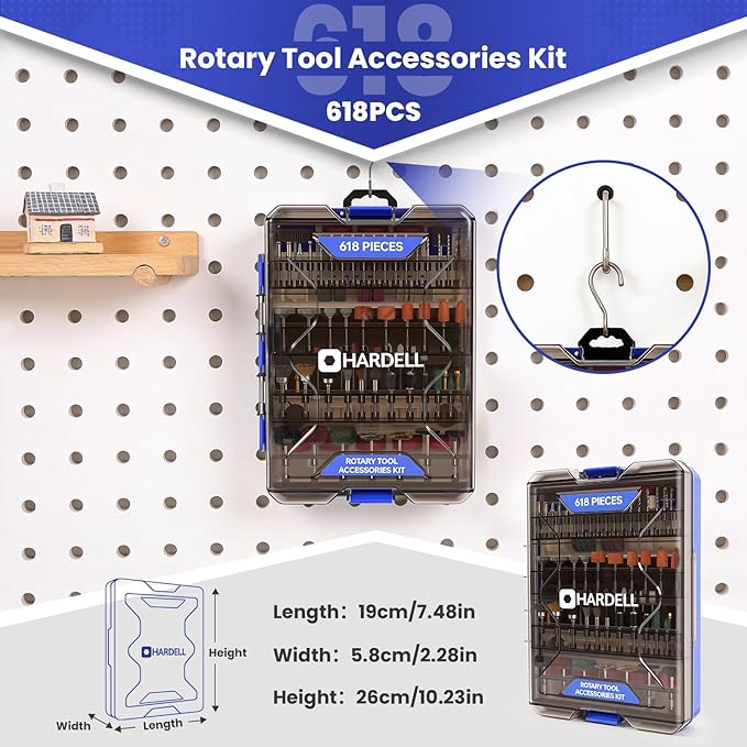 HARDELL 618PCS Rotary Tool Accessories, Rotary Tool Attachment with 1/8" Diameter Shanks, Fits Dremel Rotary Tools, Universal Bits for Sanding, Cutting, Polishing, Grinding, Drilling, Engraving