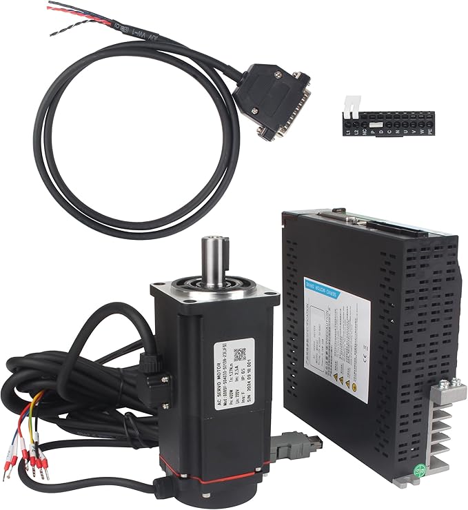 with Brake 400W AC Servo Motor Kit, CNC 220V 2.5A 3000rpm L3000 17-bit Encoder RS485 Servo Motor Driver Controller Kit for CNC Engraver Milling Machine/Robot