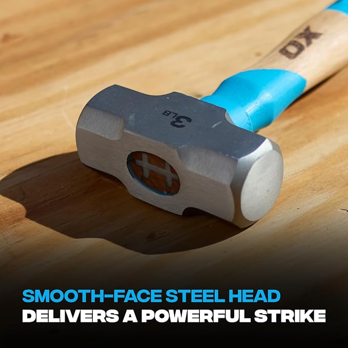 OX Tools Pro Series 3lb California Framing Hammer, Milled Face Straight Claw Hammer with Forged Steel Head & Genuine American Hickory Handle, Curved Axe Handle & Magnetic Nail Starter OX-P089403