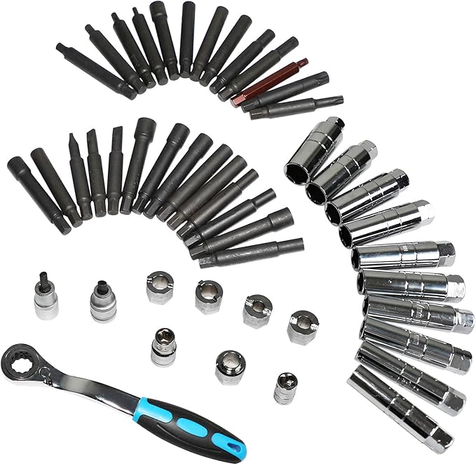 Shock Absorber Strut Nut Removal Fixed Kit Steering Hub Suspension Strut Spreader Remove Socket with Ratchet Adaptors (47pc)