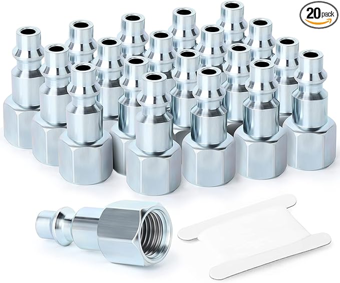 GASHER 1/4-Inch NPT Female Industrial Air Plug, Pneumatic Plugs 300PSI (20-Pack)
