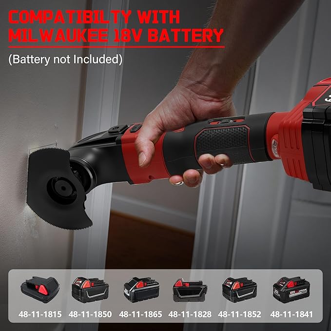 Oscillating Multi Tools for Milwaukee 18V Battery, Multi-Use Grinding Tool, 4째Oscillation Angle, 6 Variable Speeds, Quick-fit Blade Design with 22pcs Accessories for Cutting, Sanding, Scraping