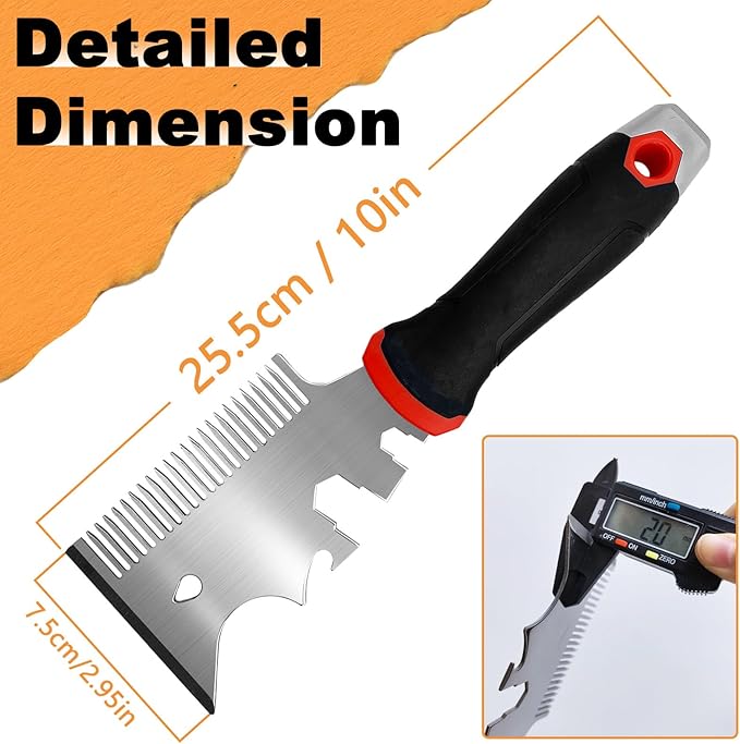 WYPROCEED 3??Multifunctional Paint Brush Comb, Stainless Steel 13-In-1 Paint Scraper Tool, Heavy Duty Paint Brush & Roller Cleaner Tool for Professional Painters & DIYers