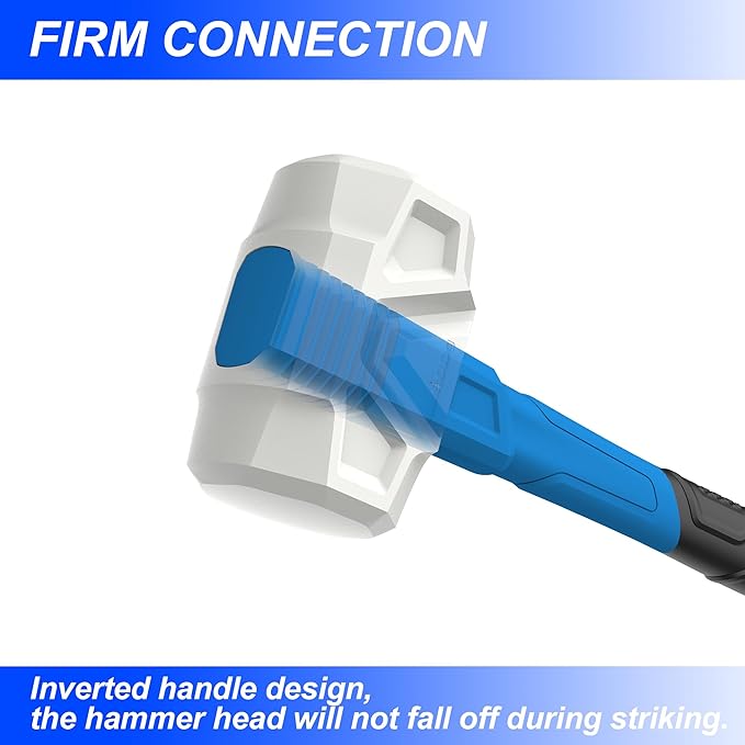 Real Steel Rubber Mallet Hammer 16 OZ White Rubber Hammer with Solid Head, Double-faced Mallets for Flooring, Woodworking, Camping, Automotive 0319