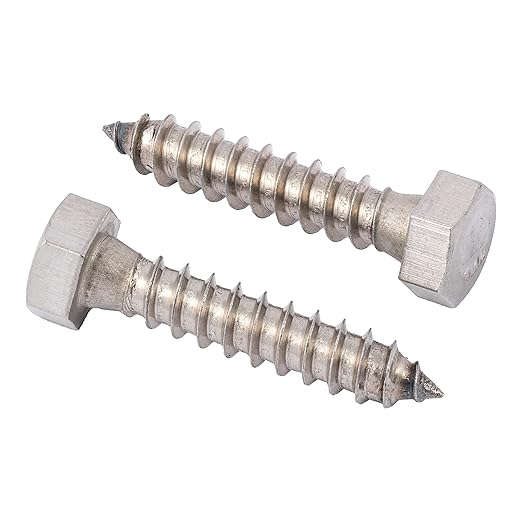 1/4 x 1-1/2 Stainless Lag Bolt (25-Pack) 18-8 Stainless Steel, Heavy Duty Hex Wood Lag Screw, ASME B18.2.1 Commercial/Industrial Grade by Makers Bolt