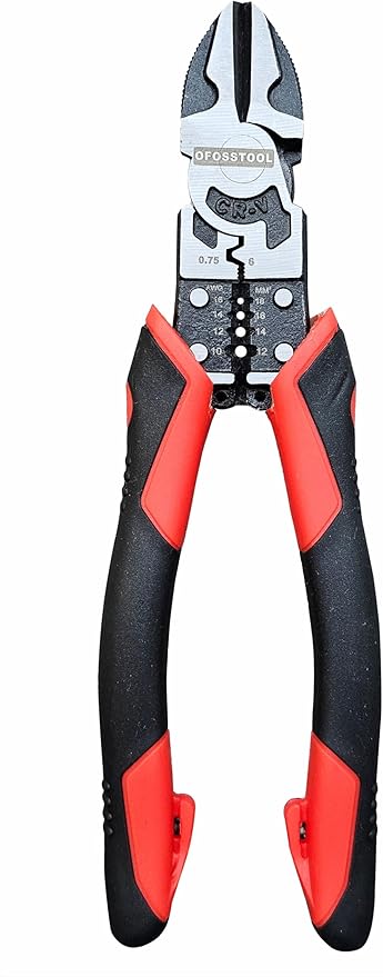3PCS Combination Pliers Set, 9 In 1 Multifunction Electrician Tool, 8.5" Long Nose, 8.5" Linemens, 8" Diagonal Cutting Wire Stripper/Heavy Duty Side-Cut (Red/Black)
