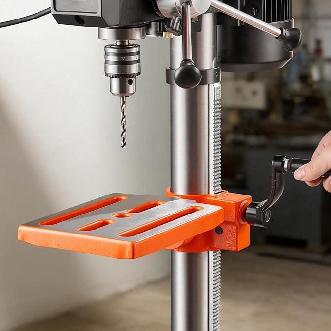 VEVOR 10-Inch Benchtop Drill Press, 5 Amp, 0.8 HP 600W Bench Drill Press, 530-3140 RPM Variable Speed, 0-45째 Tilting Worktable, with Laser and LED Work Light, Tabletop Drilling Machine, for Wood Metal