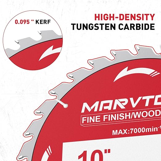 10-Inch 30-Tooth Circular Saw Blade, Max 7000 RPM, Fine Finish Wood Crosscutting, Tungsten Carbide Tooth with 5/8 Inch Arbor for Miter Saws & Table Saws